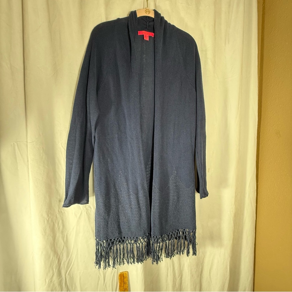 Lily Pulitzer‎ Tatum Cardigan Navy Size L Fringe Detail Perfect Spring Or Summer